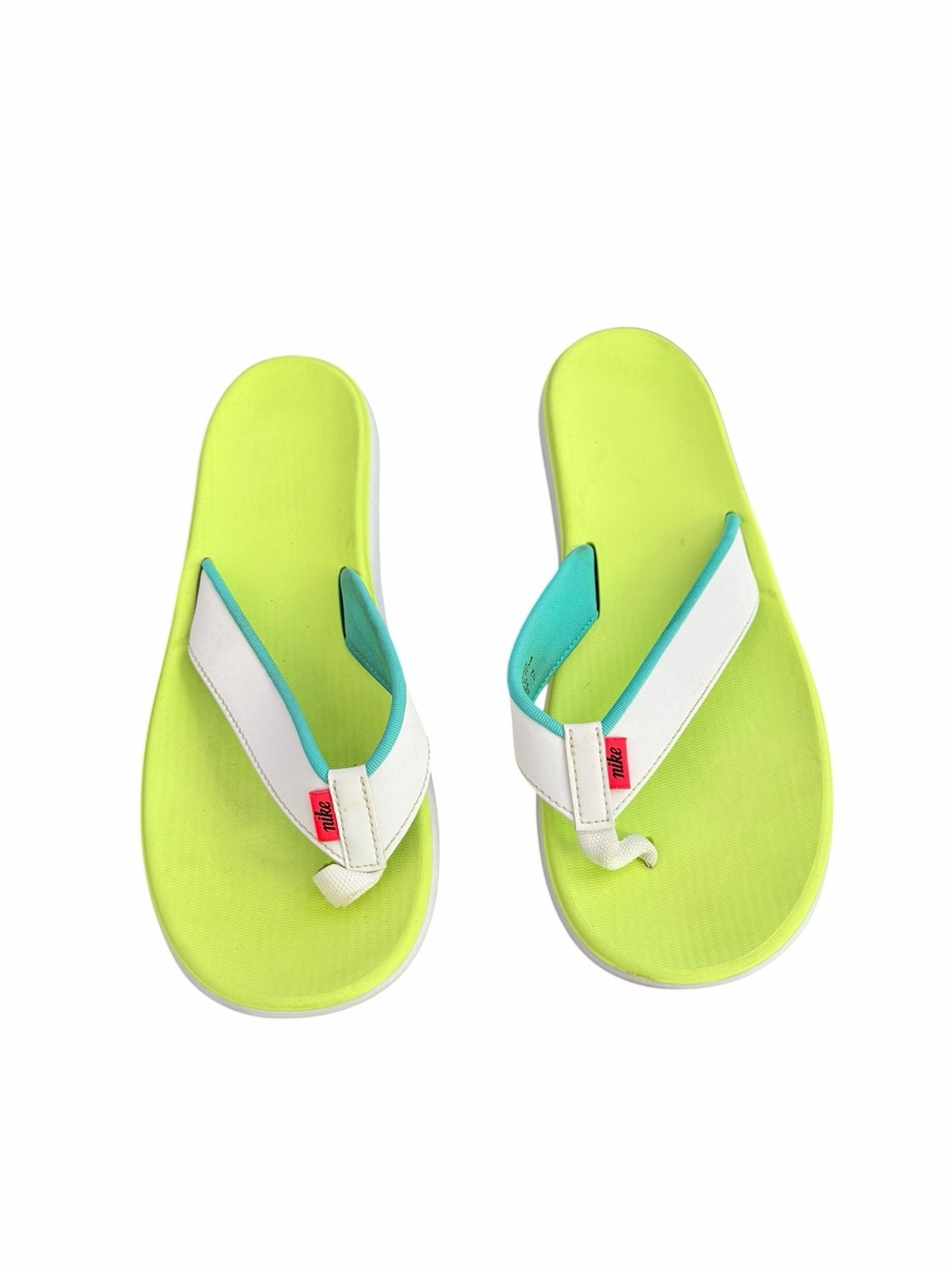 Nike Bella Kai Flip Flops Volt White Turbo Green Women’s Size 10
